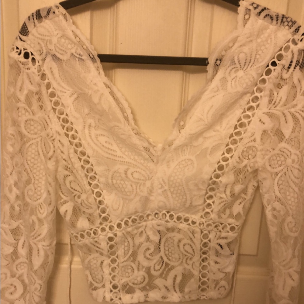 White lace crop top